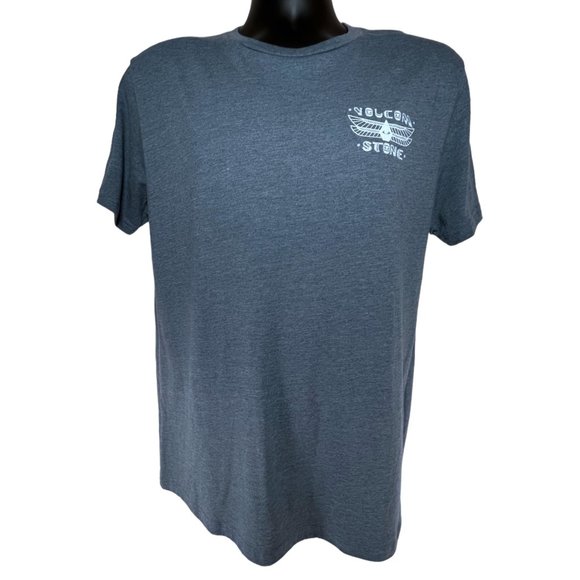 Volcom TShirt Navy Blue Graphic Print Volcom Stone Tee Short Sleeve Mens Medium - Picture 1 of 5